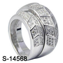 Rhodium 925 Sterling Silver Jewelry CZ Ring Sets (S-14568)